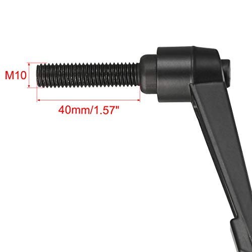 uxcell M10 x 40mm Handle Adjustable Clamping Lever Thread Push Button Ratchet Male Threaded Stud Knobs Locking Rotating Screw Handles Quick Release Bolt Black 4pcs - size: M10 x 40mm