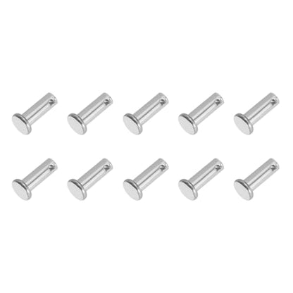 PATIKIL 6 x 16 mm Single Hole Clevis Pins, 10 Pcs 304 Stainless Steel Flat Head Pin for Hitch Pin Lock Link Hinge Systems, Silver - size: 6 x 16 x 12 mm