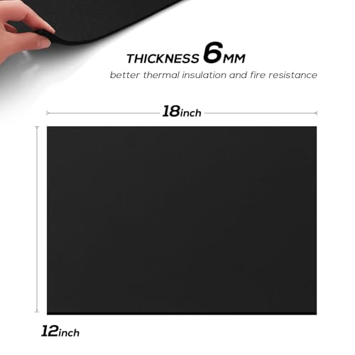 FLASLD 12×18 inch Welding Blanket Fireproof Mat Heat Resistant Material Up To 1800°F Flame Retardant Fabric Carbon Felt for Grill Stove Pit Soldering Welders Plumbers - size: 12×18 inch