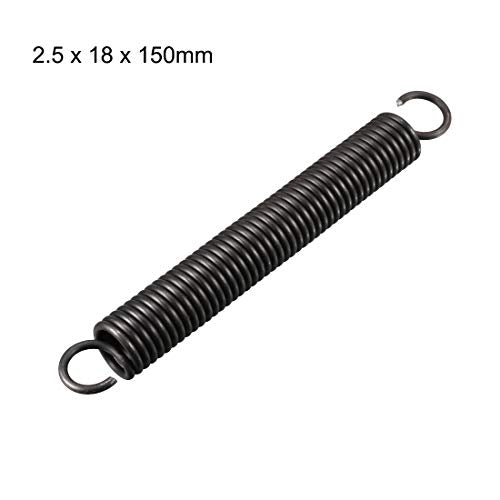 uxcell Extension Spring - 2.5mm Wire Dia, 18mm OD, 150mm Free Length Spring Steel Small Dual Hook Tension Spring - size: 150mm