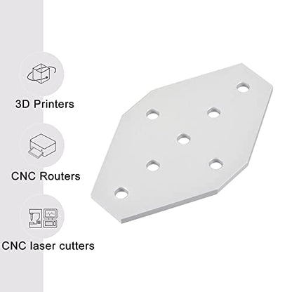 uxcell 2Pcs Corner Bracket Plate Cross 60x100mm 7-Hole Outside Joint Kits 2020 Aluminum Profile with T Nuts and Hex Socket Screws White for Frame Structure