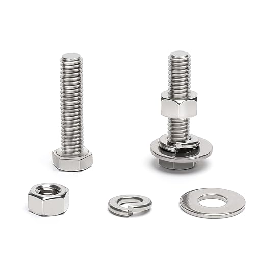 (15 Sets) 5/16-18 x 1-1/2" Hex Head Screw Bolt, Nuts, Flat Washer & Spring Lock Washers, 18-8 (304) Stainless Steel, Fully Threaded, by Skvltvfyt - size: 5/16-18x1-1/2" (15 Sets)