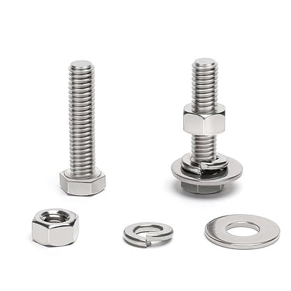 (15 Sets) 5/16-18 x 1-1/2" Hex Head Screw Bolt, Nuts, Flat Washer & Spring Lock Washers, 18-8 (304) Stainless Steel, Fully Threaded, by Skvltvfyt - size: 5/16-18x1-1/2" (15 Sets)