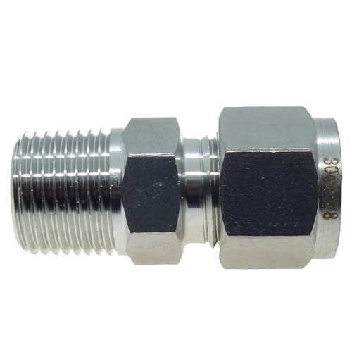 1 piece 3/8" Tube OD x 3/8" NPT Male Pipe Double Ferrule Compression Fitting Straight Adapter Connector 304 Stainless Steel,1000 Psi - size: 3/8"OD x 3/8"NPT, style: 1 piece