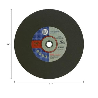 Benchmark Abrasives Aluminum Oxide Type 1, 14 Inch Chop Saw Blade, Cutting Wheel with 3/32" X 1" Arbor, Fast Circular Saw Blades for Cutting Metal Steel Drywall - Grinding Wheel - 10 Pack