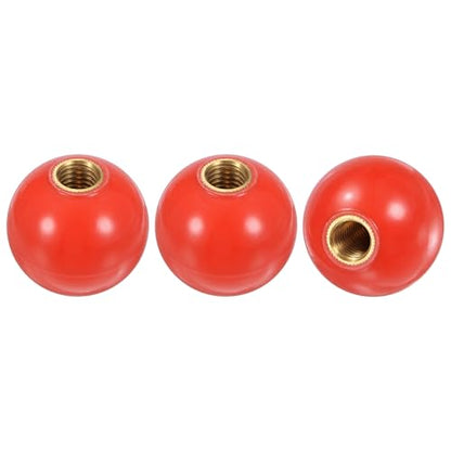 M METERXITY 3-Pack Threaded Ball Knobs, M12 Female Thread 40mm Dia. Thermoset Ball Knob for Lathe/Machine/Lawn Mowers, Round Phenolic Brass Insert Lever Handle [Red] - color: Red, size: M12x40mm