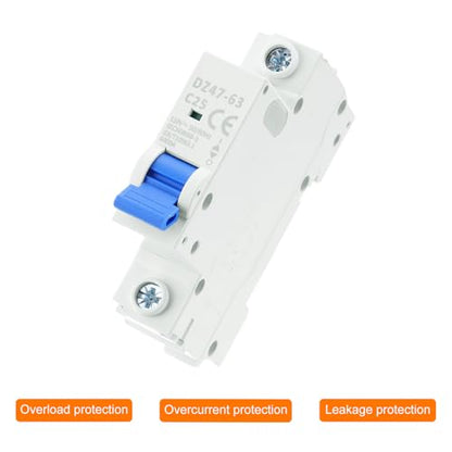 MECCANIXITY 4Pcs Miniature Circuit Breaker 1P 25A AC 110V DZ47-63 DIN Rail Mount Disconnect Switch Circuit Breaker Protection Thermal Magnetic Trip for Short Circuit Protection, Overload Blue - style: 25A