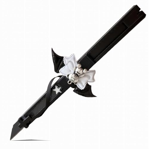 Cute Box Opener Cutter, Package Opener, Small Plastic Box Cutter Retractable, Snap off Utility Paper Exacto Knife, Kawaii Desk Office Home Aesthetic Accessories Essentials, Stationery Craft Supplies - color: Black
