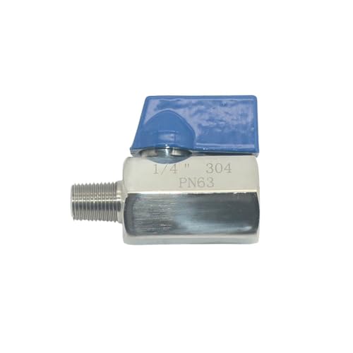 VARMHUS Pack of 2 304 Stainless Steel NPT Mini Ball Valve, Female x Male Thread Shut Off Valve for Water, Oil and Gas (1/4inch) - size: 1/4inch
