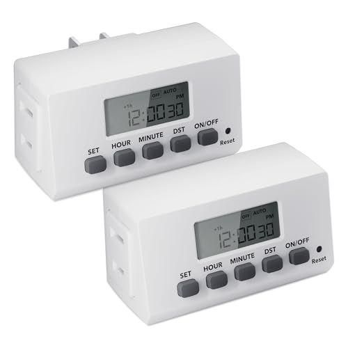 BN-LINK Indoor 24H Programmable Digital Timer Outlet, Slim 1 Outlet, 2 Pack - style: 2-Prong,2-Pack
