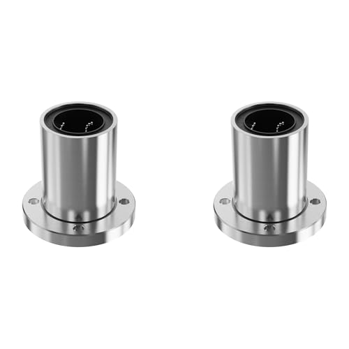 2PCS LMF10UU Circular Flange Linear Ball Bearings, 10mm Bore Dia, 19mm OD, 29mm Length with Double Side Rubber Seal for CNC,3D Printer - size: LMF10UU Size 10x19x29mm