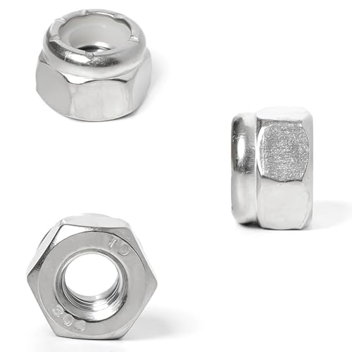 1/4-20 Lock Nut Nylon Insert Hex Locknuts Locking Hex Nuts 304 Stainless Steel 60pcs - size: 1/4-20