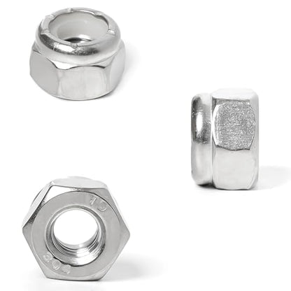 1/4-20 Lock Nut Nylon Insert Hex Locknuts Locking Hex Nuts 304 Stainless Steel 60pcs - size: 1/4-20