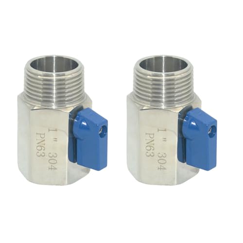 VARMHUS Pack of 2 304 Stainless Steel NPT Mini Ball Valve, Female x Male Thread Shut Off Valve for Water, Oil and Gas (1inch) - size: 1inch