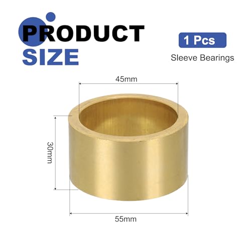 uxcell Sleeve Bearings, 45mm Bore x 55mm OD x 30mm Length, Self-Lubricating Sintered Bronze Bushings - size: 45mm Bore x 55mm OD x 30mm Length