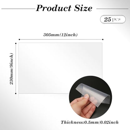 25 Pack Plexiglass Sheets 0.02 Inch Thick, 9" x 12" Thin PET Sheets - size: 9" X 12"