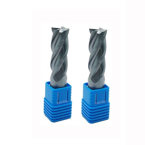 2PCS 3/4'' Carbide Square End Mill Bits Set, Milling Bits Cutter 3/4 Carbide End Mills for Alloy Steels/Hardened Steels, HRC 45 Deg Single End 4 Flute AlTiN Coating (2PCS 3/4in) - size: 2PCS 3/4in