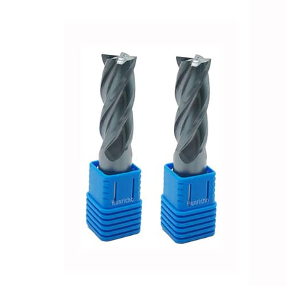2PCS 3/4'' Carbide Square End Mill Bits Set, Milling Bits Cutter 3/4 Carbide End Mills for Alloy Steels/Hardened Steels, HRC 45 Deg Single End 4 Flute AlTiN Coating (2PCS 3/4in) - size: 2PCS 3/4in