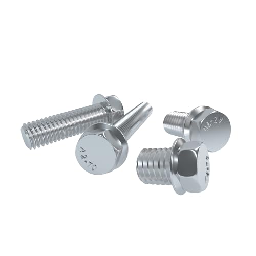 Flange Hex Bolts, ROARADE 304 Stainless Steel 18-8, Serrated Flange Head, Hex Head Screws, SAE & Metric Coarse Thread (3/8"-16, Thread Length 3/4”) 6pcs - size: Thread length 3/4”