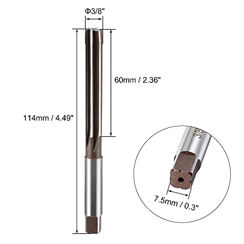 uxcell 3/8" Hand Reamer H8 Accuracy Alloy Tool Steel 6 Flutes Straight Shank Milling Cutter Tool - size: 3/8"