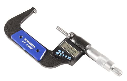 Accusize Industrial Tools 2-3''/50-75 mm by 0.00005''/0.001 mm 7-Key Electronic Digital Micrometer, Water Proof, Ac21-3022 - size: 2-3" / 50-75 mm