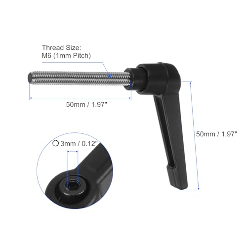uxcell 4pcs Clamping Lever Handles, M6 x 50mm 304 Stainless Steel Threaded Male Stud, Adjustable Handles Locking Quick Release Ratchet Push Button Bolt Knobs, Black - size: M6 x 50mm