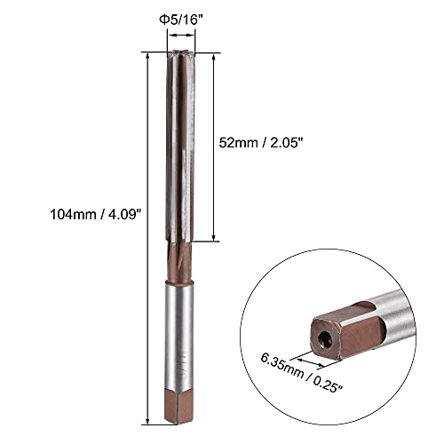 uxcell 5/16" Hand Reamer H8 Accuracy Alloy Tool Steel 6 Flutes Straight Shank Milling Cutter Tool - size: 5/16"