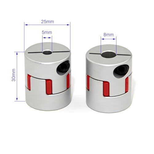 5mm to 8mm Bore Aluminium Plum Flexible Shaft Coupling Servo Stepper Motor Jaw D25xL30 Connector Flexible Shaft Couplers for 3D Printer/CNC Machine/DIY Encoder, 2pcs/Pack(5mmx8mm) - size: 5mmx8mm
