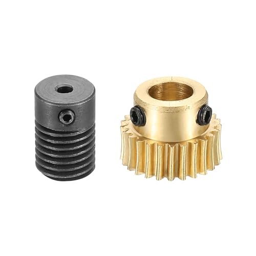 uxcell Worm Gear Set Right Rotation 25T 0.5 Module 1:25 Reduction Rate - size: Gear-6mm, Rod-3mm Bore, style: 0.5M-25T