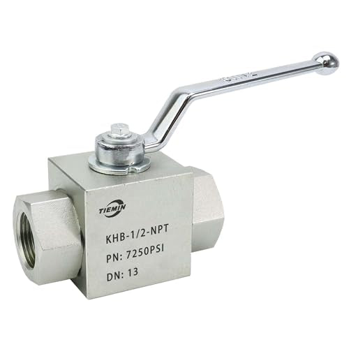 TieMin High Pressure Hydraulic Ball Valve 1/2 Inch 7250 PSI (500 bar) High Pressure, Shut-Off 2 Way Hydraulic Ball Valve KHB 1/2" NPT - color: 1/2" NPT, size: 2-Way