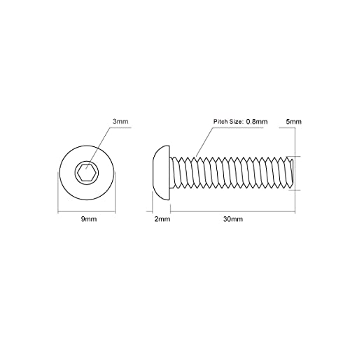 M5-0.8 x 30mm Button Head Socket Cap Screws, Allen Socket Drive, 304 Stainless Steel, Full Thread, Bright Finish，Metric Thread Hex Socket Bolts Fastener 25PCS(M5-0.8 x 30mm) - size: M5-0.8 x 30mm