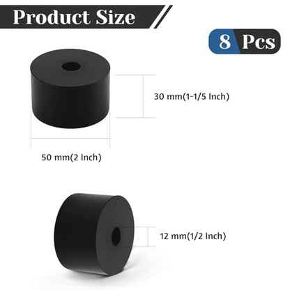 8 PCS Multi Purpose Rubber Spacer, 2" OD x 1/2" ID x 1-1/5" Thickness - size: 2" OD x 1/2" ID x 1-1/5" Thickness