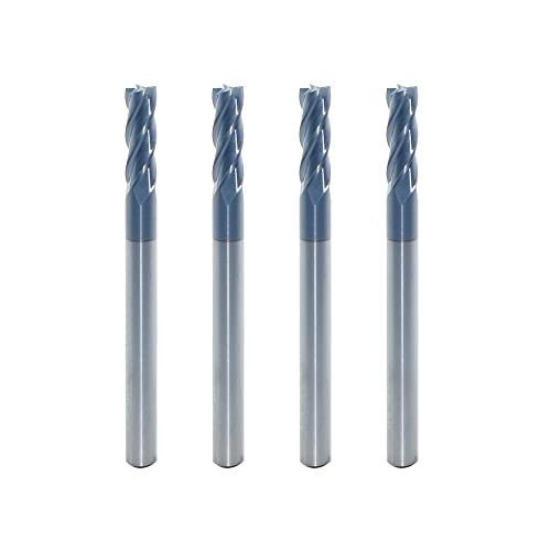 1/8" Carbide Square End Mill, 4 Flute, AlTiN Coating, 4 Pcs - size: 1/8" (4 Pcs), style: For Alloy Steels