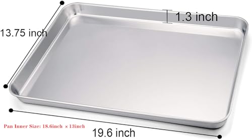 TeamFar Baking Sheet, 20" x 14" x 1" Stainless Steel Cookie Sheet Pans - size: 20" & 20"