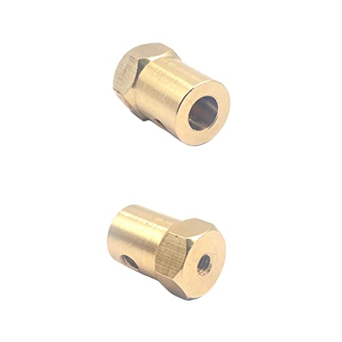 10Pcs 3mm Brass Hex Shaft Coupling Motor Flexible Coupler Joint for DC Motor Shaft, Robot, Model Car Tires Shaft - size: 3mm