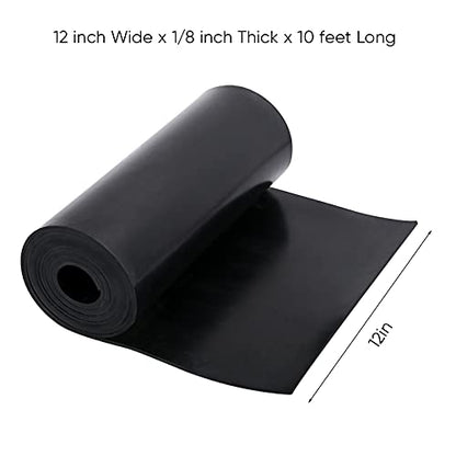 Neoprene Rubber Sheet Roll - 1/8 Inch Thick x 12 Inch Wide x 10 Feet Long Solid Rubber Gasket Seal for DIY Gaskets, Pads, Seals, Crafts, Flooring, Cushioning of Anti-Vibration, Anti-Slip - size: W:12In x T: 1/8In x L: 10Ft
