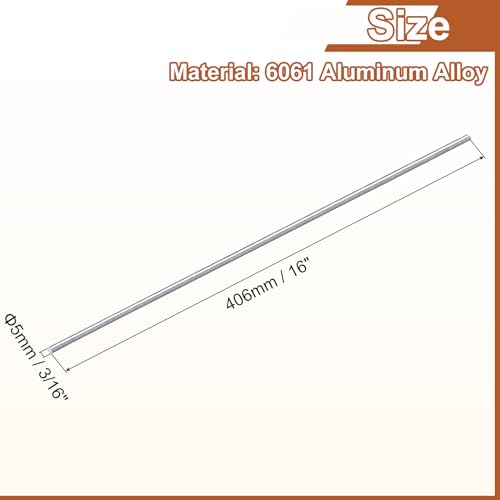 uxcell 1Pcs 3/16"(5mm) Dia Round Aluminum Rod, 16"(406mm) Long 6061 Aluminum Round Rod Solid Lathe Bar Stock for Industry Construction DIY Crafts - size: 5mm x 406mm