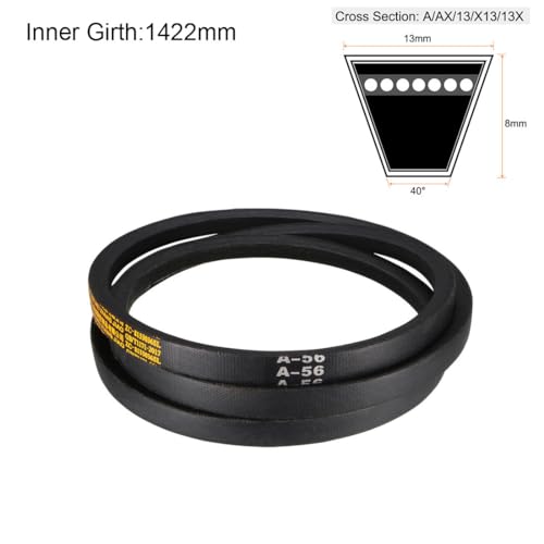 uxcell A56 Drive V-Belts 56" Inner Length 13mm Width 8mm Thick JIS Standard A-Section Rubber Drive Industrial Transmission Belt - size: 56"