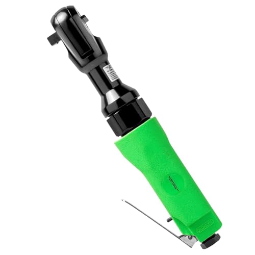 Dotool 3/8" Air Ratchet Wrench 50 ft-lbs Max Torque Output Professional Pneumatic Aluminum 160 RPM Comfort Grip, Lightweight, Compact, Forward/Reverse Control - color: Bright Green