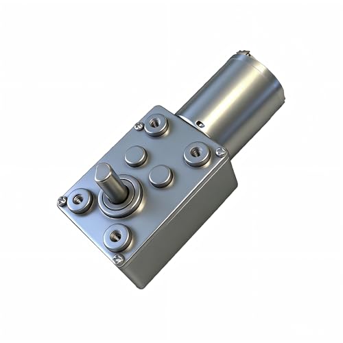 DC 12V 25RPM 2Kg.cm 6mm Single Shafts Self-Locking Reversible Worm Gear Motor with Cable, High Torque Speed Reduction Motor, Turbine Electric Gearbox Motor JSX330-370 - size: 12v 25rpm