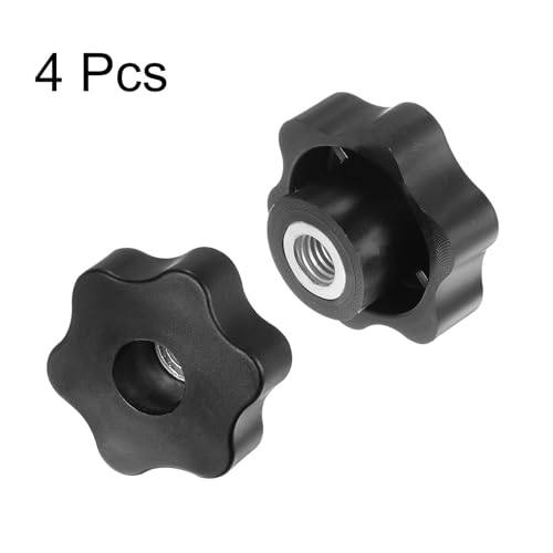 HARFINGTON 4pcs Star Knobs M10 Female Thread 48mm Head Plastic Through Hole Brass Screw-in Clamping Handles Threaded Hand Knobs, Black - color: Black, size: M10 x 48mm