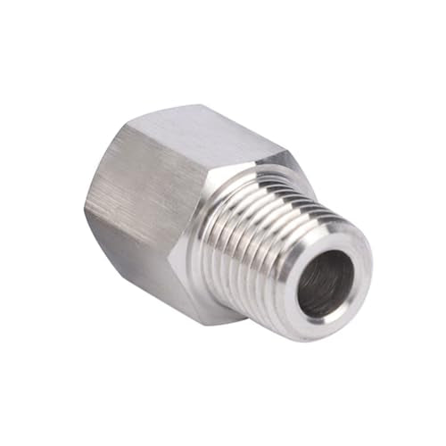 Stainless Steel M10*1 Female x 1/4" NPT Male Adapter Pressure Gage - size: M10*1 Female x 1/4" Male NPT