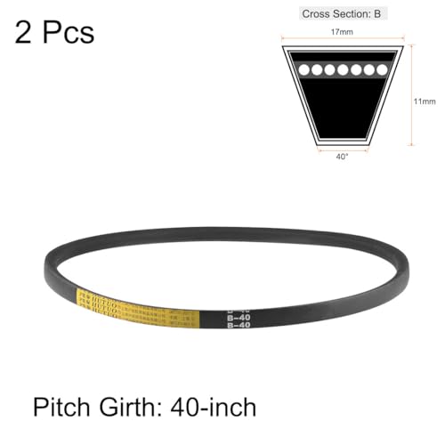 uxcell B40 V-Belts 40" Pitch Length, B-Section Rubber Drive Belt 2pcs - size: 40"