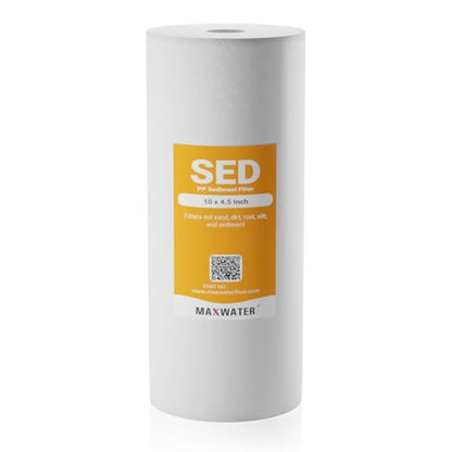 Max Water 10" x 4.5" Whole House Sediment Filter Cartridge Replacement | 1 Micron Melt-Blown Polypropylene Well Water Filter, Compatible with DGD-5005, AP810, WFHD13001B (Pack of 2) - size: 1, style: 1 Micron