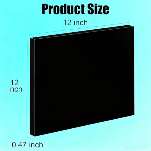 HDPE Sheet 1/2-2PCS 12" x 12" High Density Polyethylene Sheets with Protective Film 1/2 Thick HDPE Plastic Sheet Board Solid Plastic Block for Flat Panel DIY Projects Machining Home (Black) - color: Black, size: 12“x12"x1/2"
