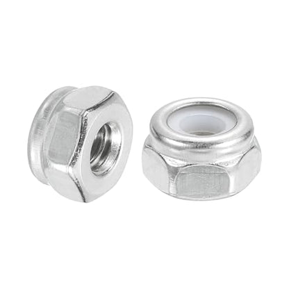 uxcell 20Pcs #10-24 Nylon Insert Hex Lock Nuts, 304 Stainless Steel Self-Locking Nylon Insert Stop Nut for Industrial Construction Fasteners, Silver & White - size: #10-24
