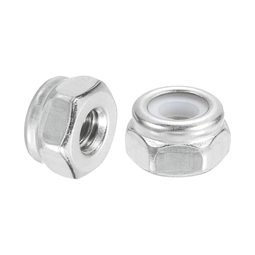 uxcell 20Pcs #10-24 Nylon Insert Hex Lock Nuts, 304 Stainless Steel Self-Locking Nylon Insert Stop Nut for Industrial Construction Fasteners, Silver & White - size: #10-24