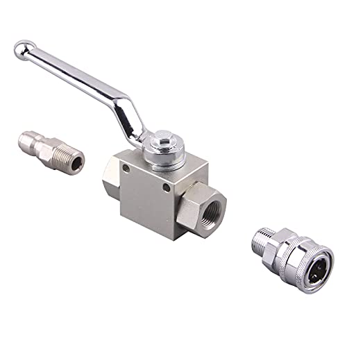 DERNORD High Pressure Ball Valve Kit 3/8 Inch Quick Connect for Power Washer Hose, 4500 PSI (3/8'') - size: 3/8 Inch