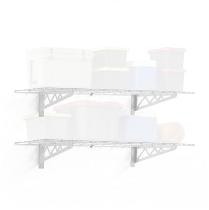 SafeRacks Steel Garage Wall Shelves 2-Pk w/Hooks, 500lb, White (18x48) - color: White, size: 18"x48" (2-Pack)