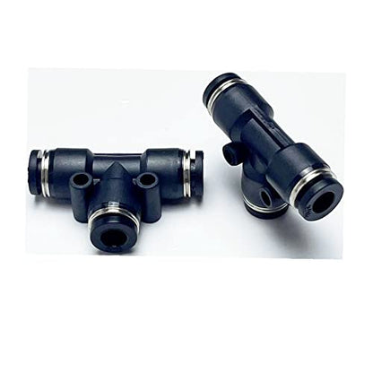 PNEUMATIC Black Plastic Push To Connect Fittings 3/16 Inch Tube OD Tee Connector Push Fit Fittings PE-3/16(Pack of 5) - color: Black, size: 3/16"OD